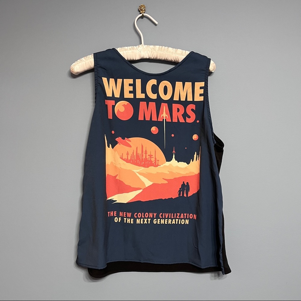 Welcome to Mars Retro Futurism Outer Space Graphic Camisole Tank Top